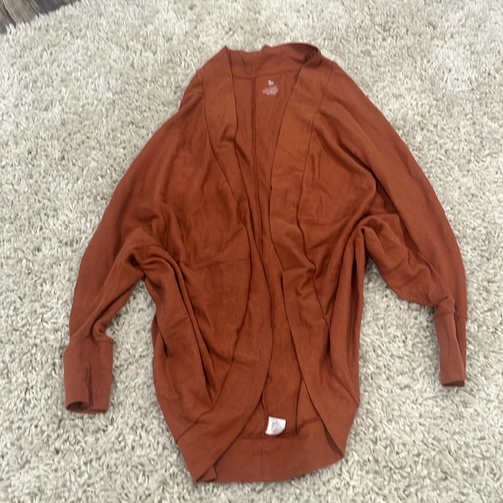orange long orange cardigan, slightly worn. size medium